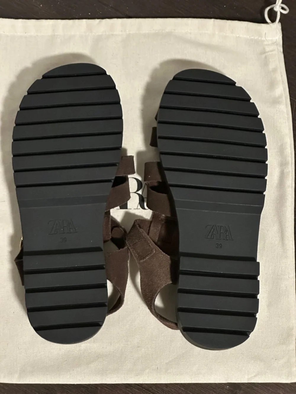 Brand new Zara chocolate brown suede fisherman sandals strappy size 39 7.5 8 - Picture 3 of 3